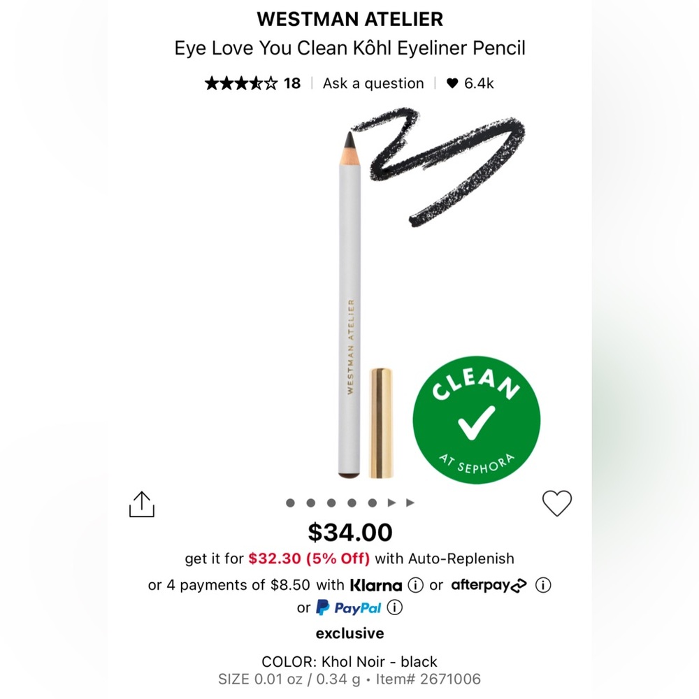 WESTMAN ATELIER Eye Love You Clean Kôhl Eyeliner Pencil Noir Black | BNIB
